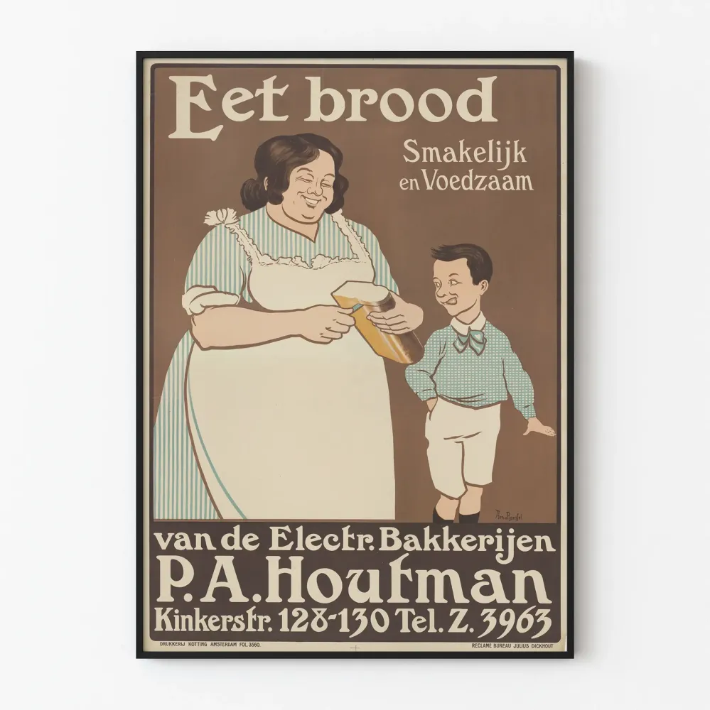 Vintage plakat „Eet Brood” do słodkiej dekoracji ściennej