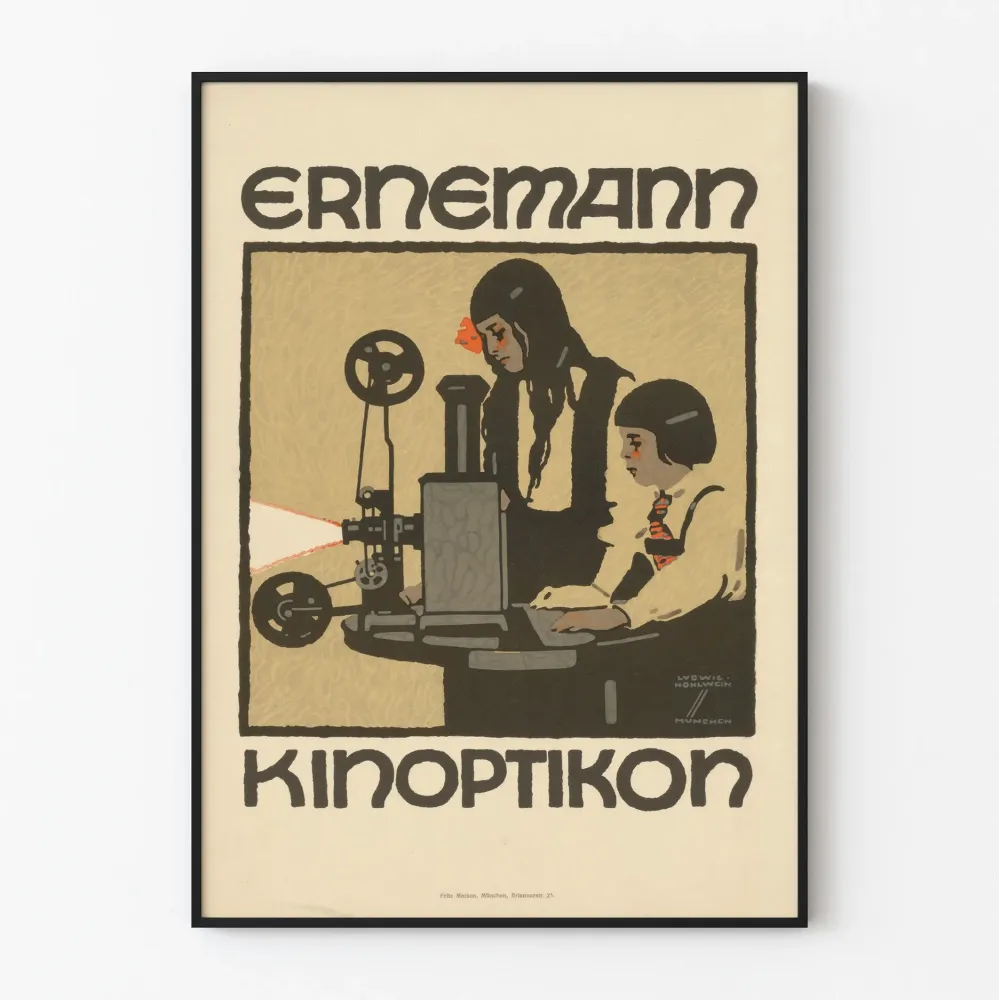 Vintage plakat Ernemann Kinoptikon - dekoracja ścienna kino retro
