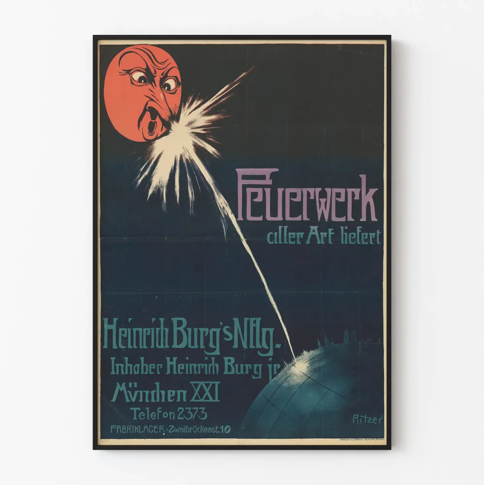 Vintage plakat Feuerwerk do oryginalnej dekoracji ściennej