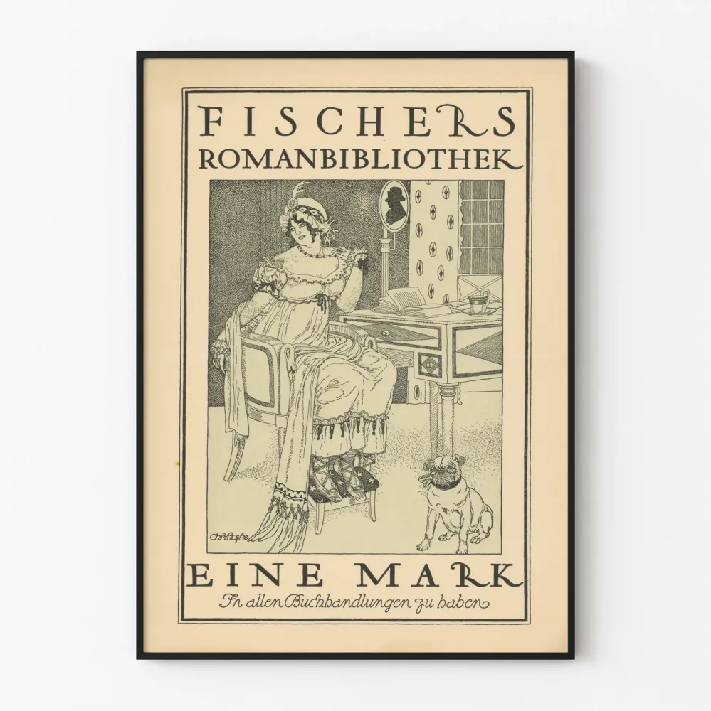 Vintage plakat Fischer's Romanbibliothek do dekoracji ściennych