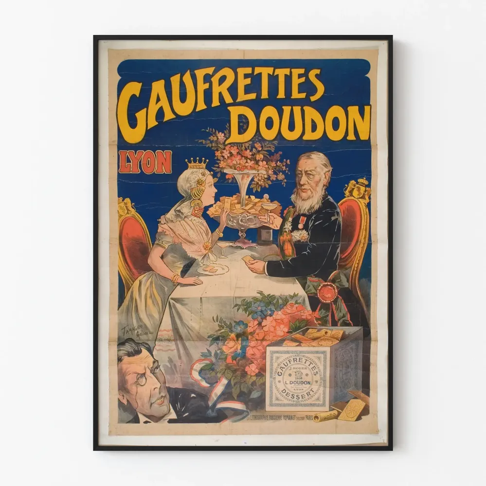Vintage plakat Gaufrettes Doudon Lyon - Retro dekoracja ścienna