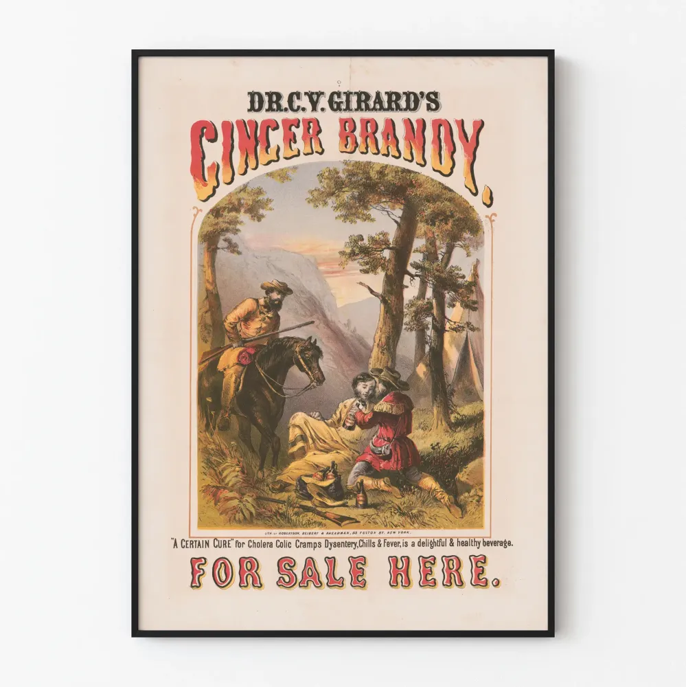 Vintage plakat Dr. C.Y. Girard's Ginger Brandy - Retro dekoracja ścienna
