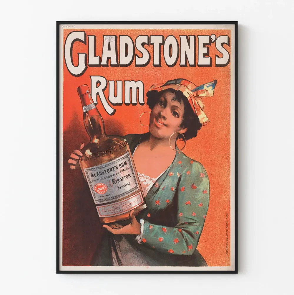 Vintage plakat Gladstone's Rum do dekoracji ściennych