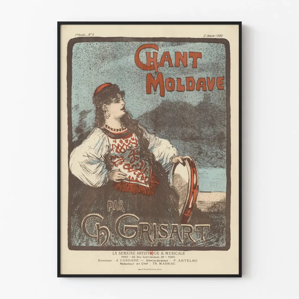 Vintage plakat z Ch. Grisart przedstawiający Chant Moldave – artystyczna dekoracja ścienna