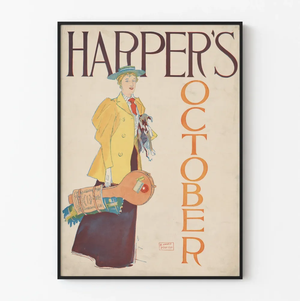 Vintage plakat Harper's październik - Elegancka dekoracja ścienna