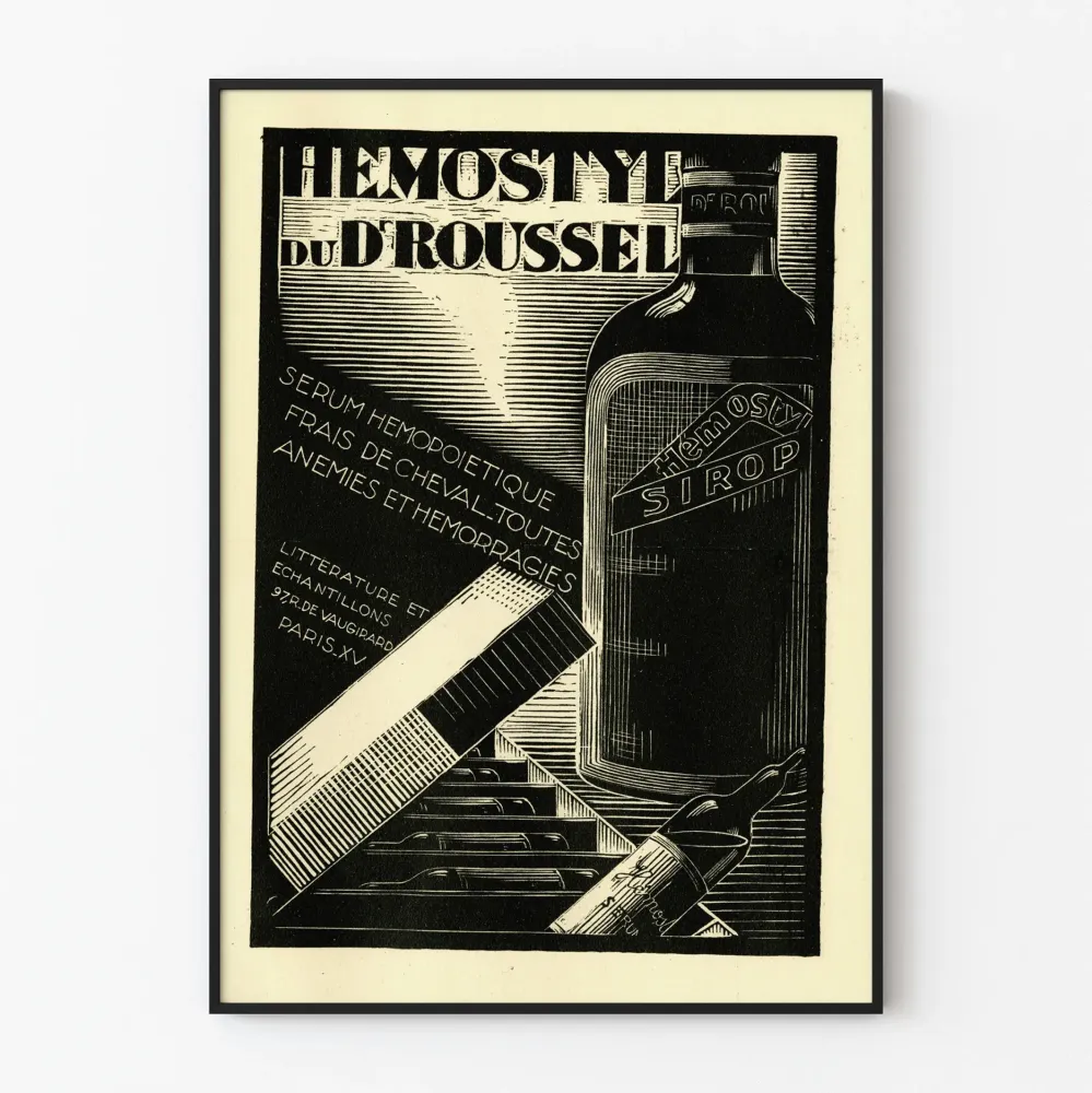 Vintage plakat Hemostyl dr Roussel - Dekoracja ścienna apteki starej