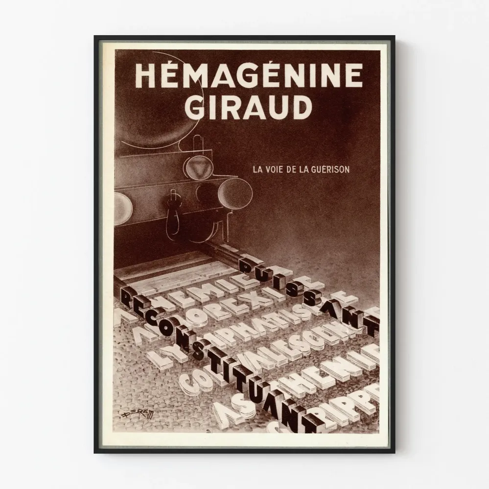 Vintage plakat Hémagéine Giraud - Medyczna dekoracja ścienna