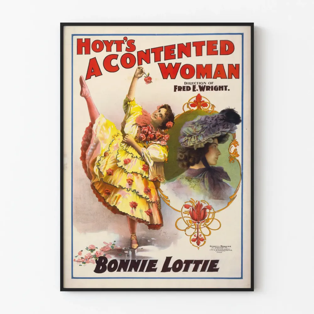Vintage plakat Hoyt's Contented Woman - Poster dekoracja ścienna retro
