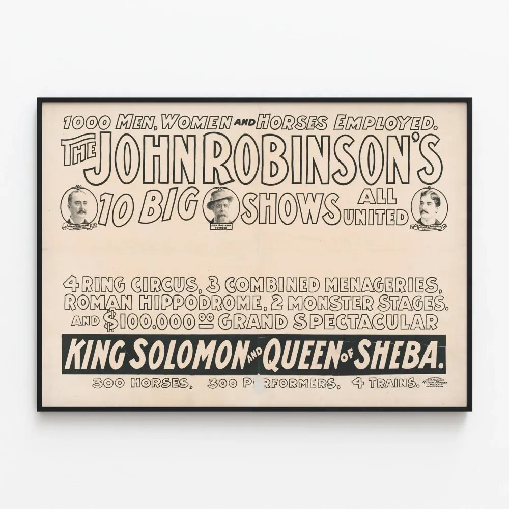 Vintage plakat John Robinson’s 10 Big Shows - Przyciągająca wzrok dekoracja ścienna