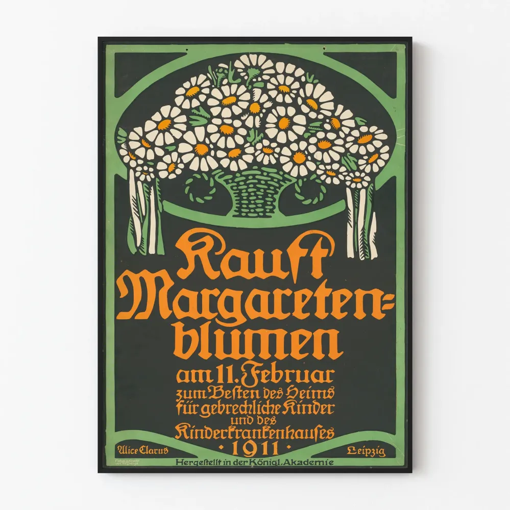 Vintage plakat Margueritki dla chorych dzieci - Oryginalna dekoracja ścienna