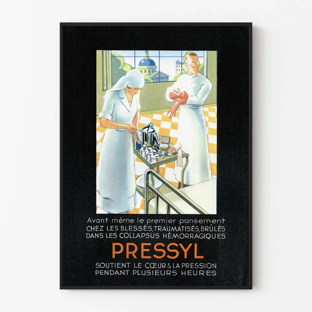 Vintage plakat medyczny PRESSYL do dekoracji ściennych Artem Legrand