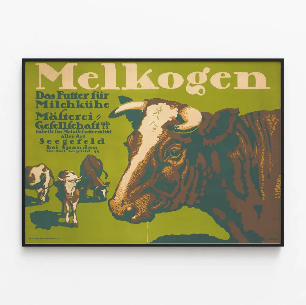 Vintage plakat Melkogen do karmienia krów mlecznych