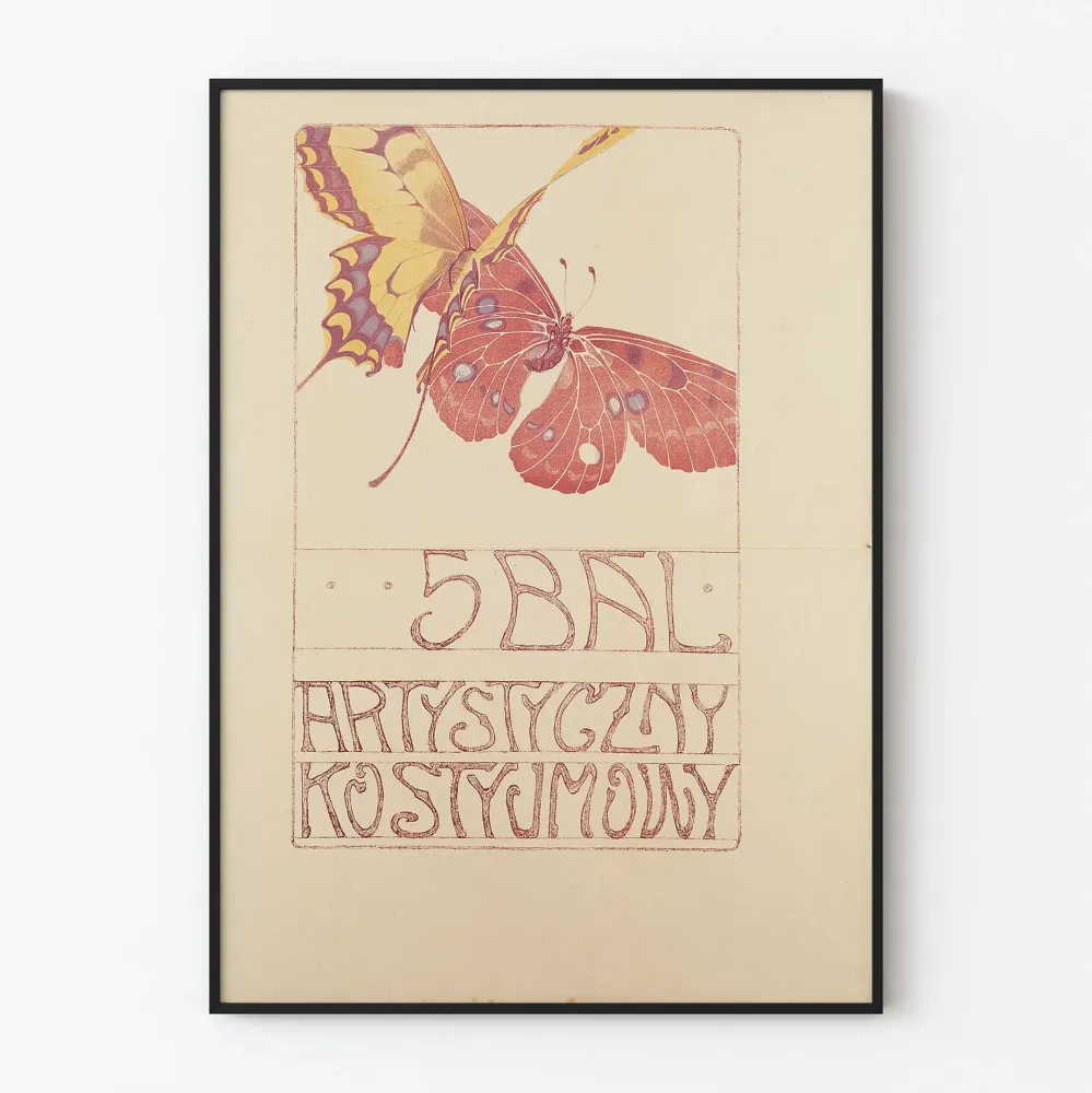 Vintage plakat z motylami do artystycznej dekoracji ściennej
