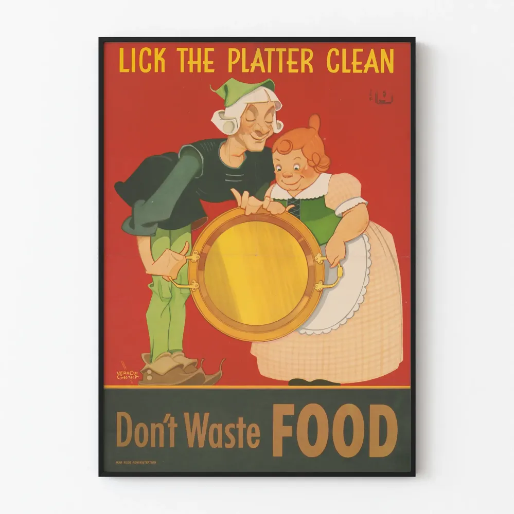 Vintage plakat Nie marnuj jedzenia - Plakat dekoracja ścienna do kuchni