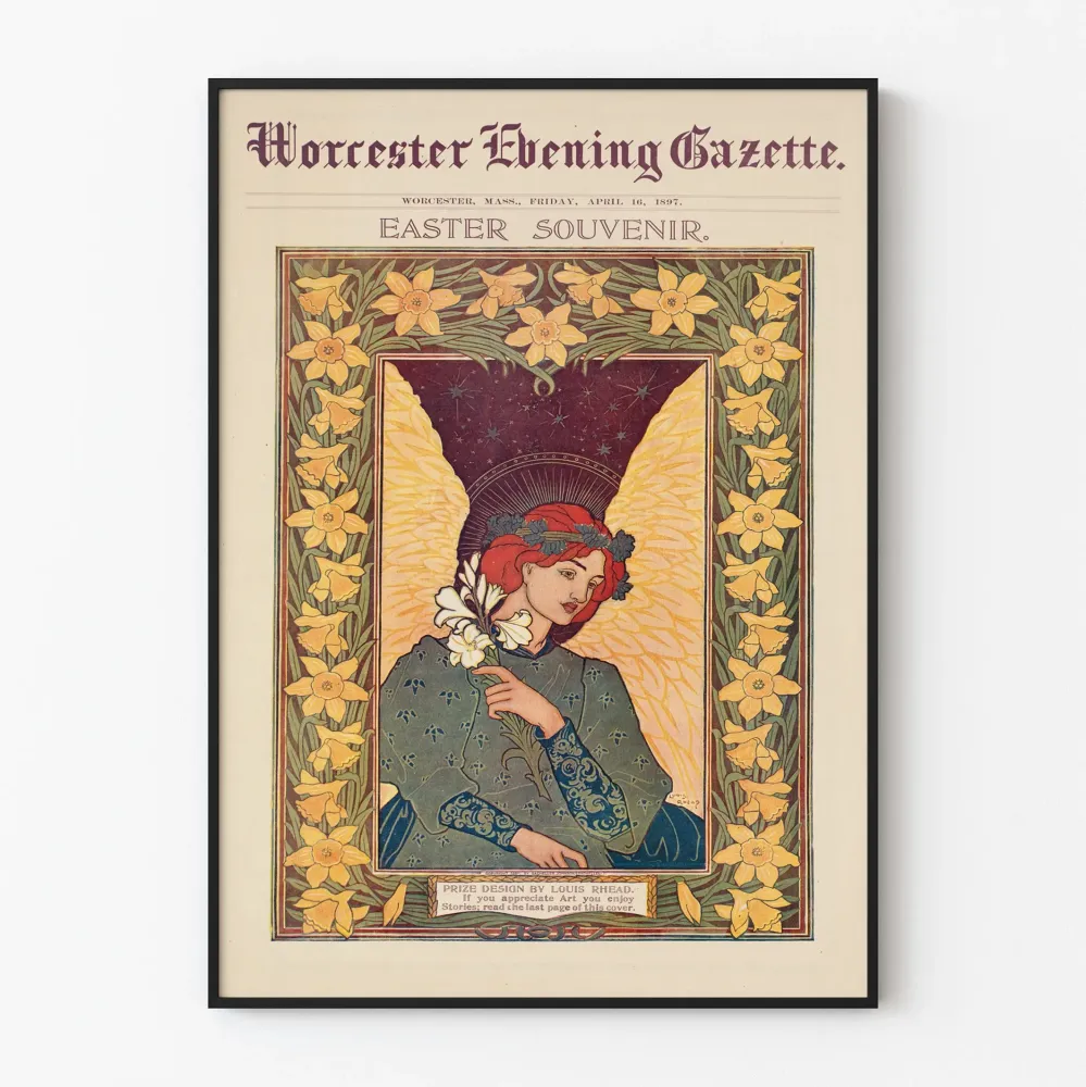 Vintage plakat na pamiątkę Wielkanocy - Dekoracja ścienna, stara gazeta