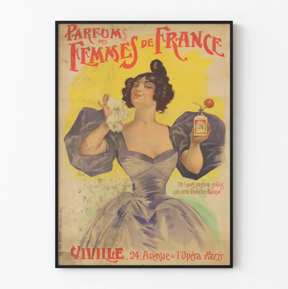 Vintage plakat Perfumy kobiet Francji - Elegancka dekoracja ścienna