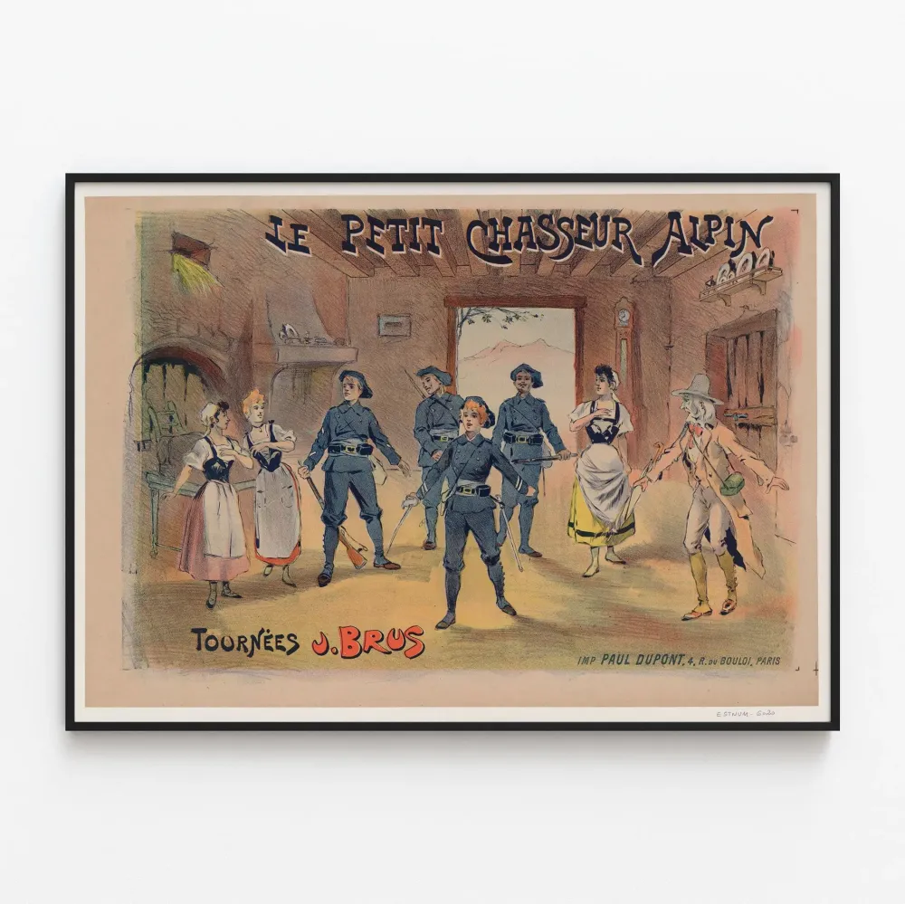 Vintage plakat Le Petit Chasseur Alpin, autentyczna dekoracja ścienna