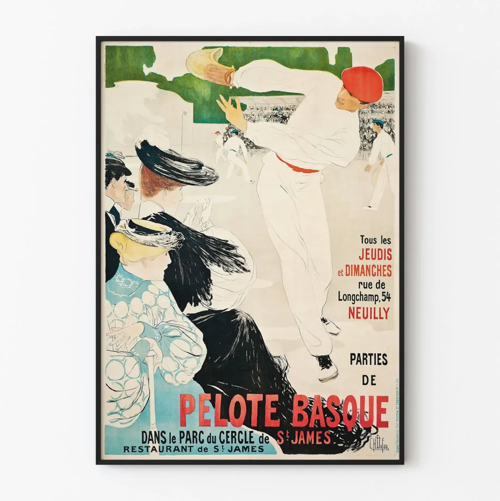 Vintage plakat z piłką baskijską - Retro sportowa dekoracja ścienna