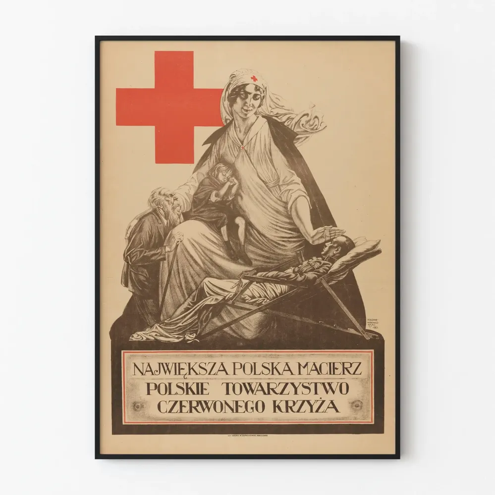 Vintage plakat Polskiego Czerwonego Krzyż - Największa polska matka