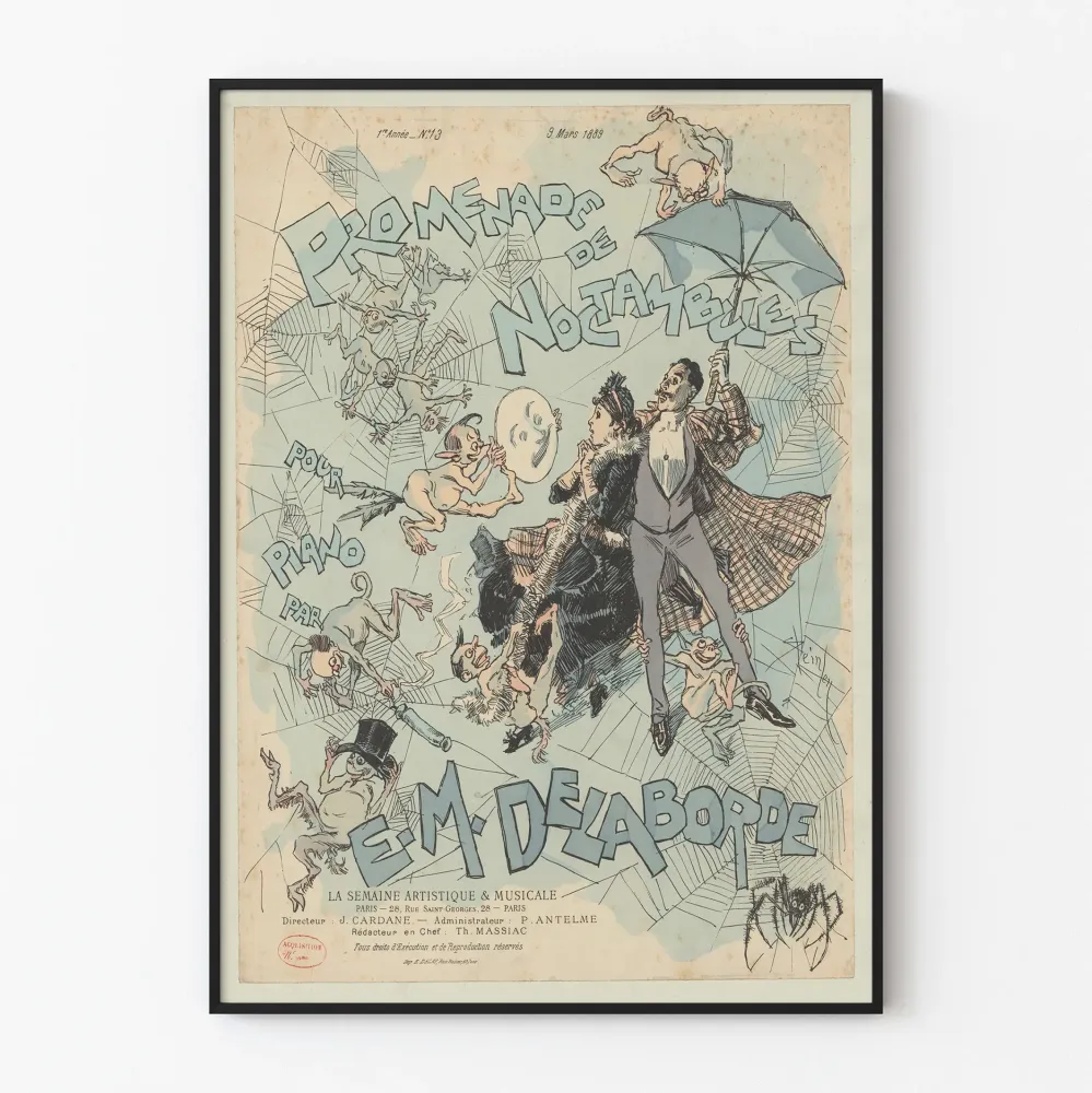 Vintage plakat Promenada nocnych marków dekoracja ścienna