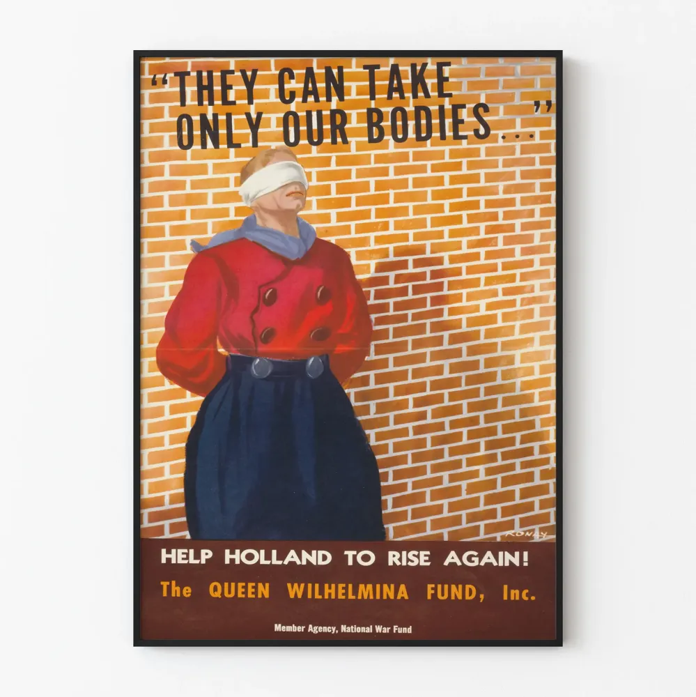 Vintage plakat propagandowy „They Can Take Only Our Bodies” do dekoracji ściennych