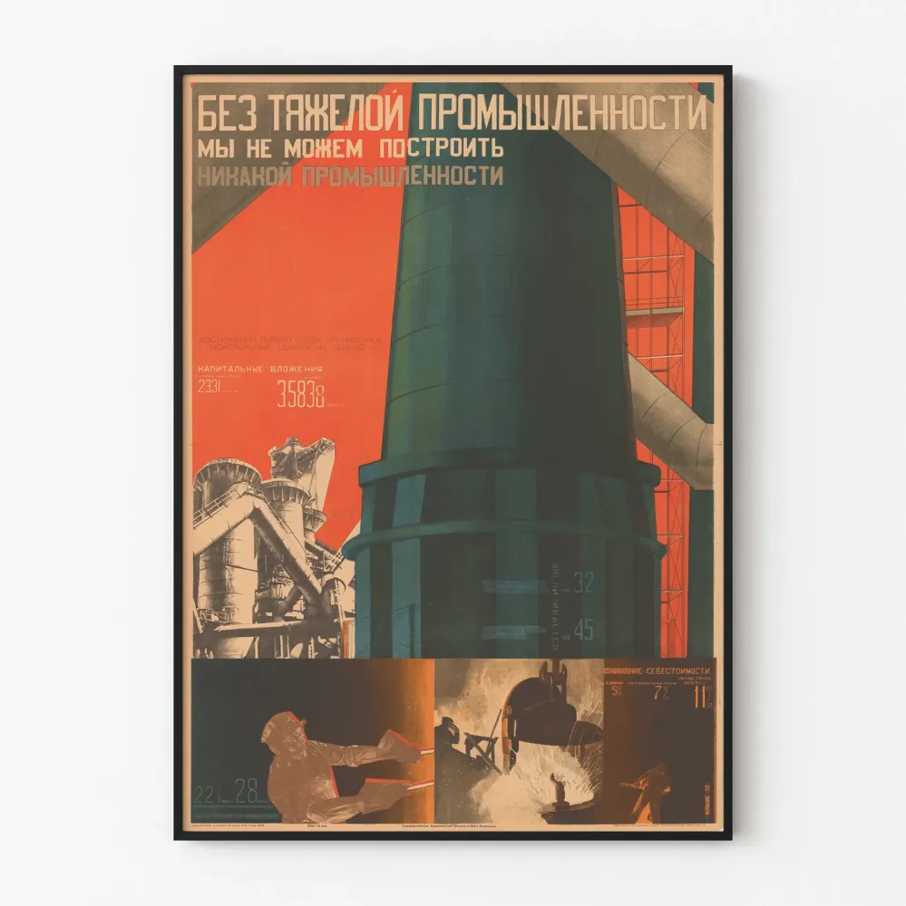 Vintage plakat przemysłowy z czasów radzieckich do nowoczesnej dekoracji ściennej