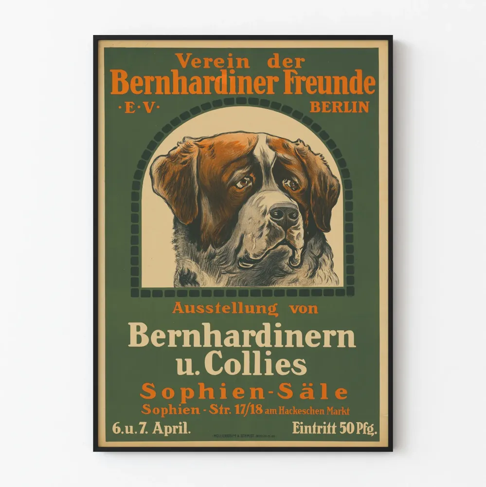 Vintage plakat Przyjaciele Bernardyna Berlin - Plakat dekoracji ściennej z psem Saint-Bernard