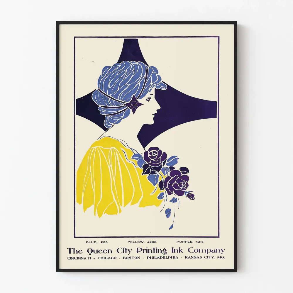 Vintage plakat Queen City Printing Ink Company - Elegancka dekoracja ścienna