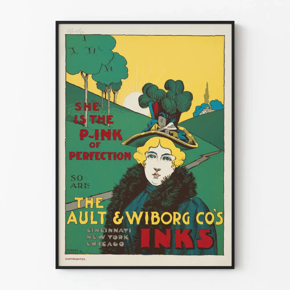 Vintage plakat reklamowy Ault & Wiborg Inks