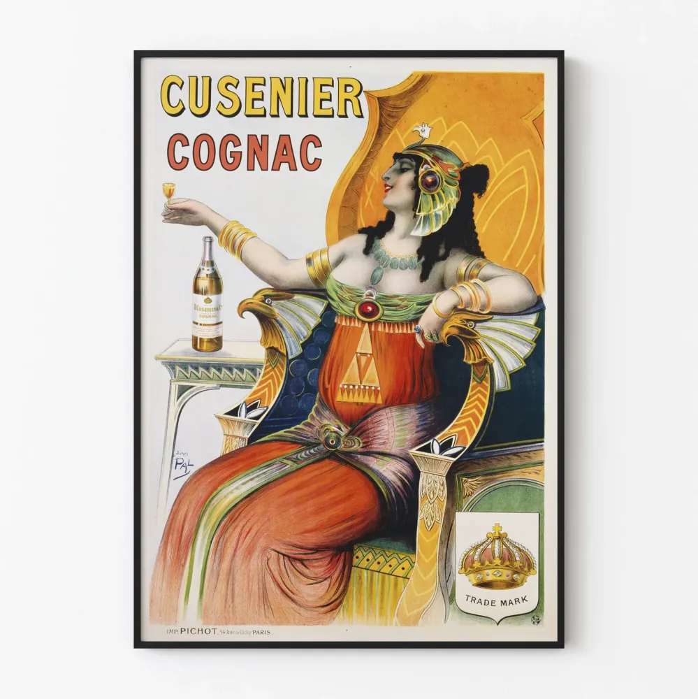 Vintage plakat reklamowy Cusenier Cognac do dekoracji ściennej