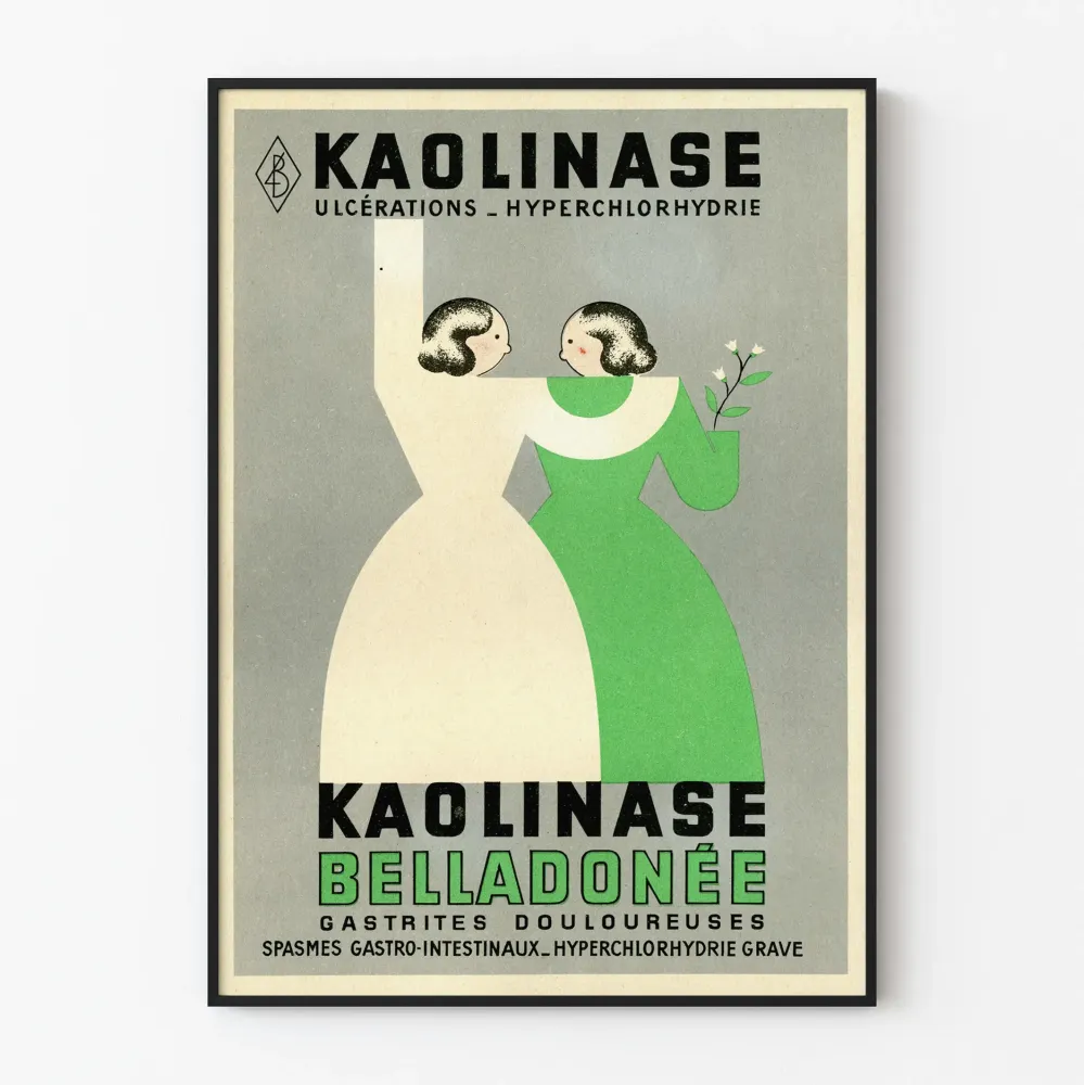 Vintage plakat reklamowy Kaolinase Belladonée do dekoracji ścian