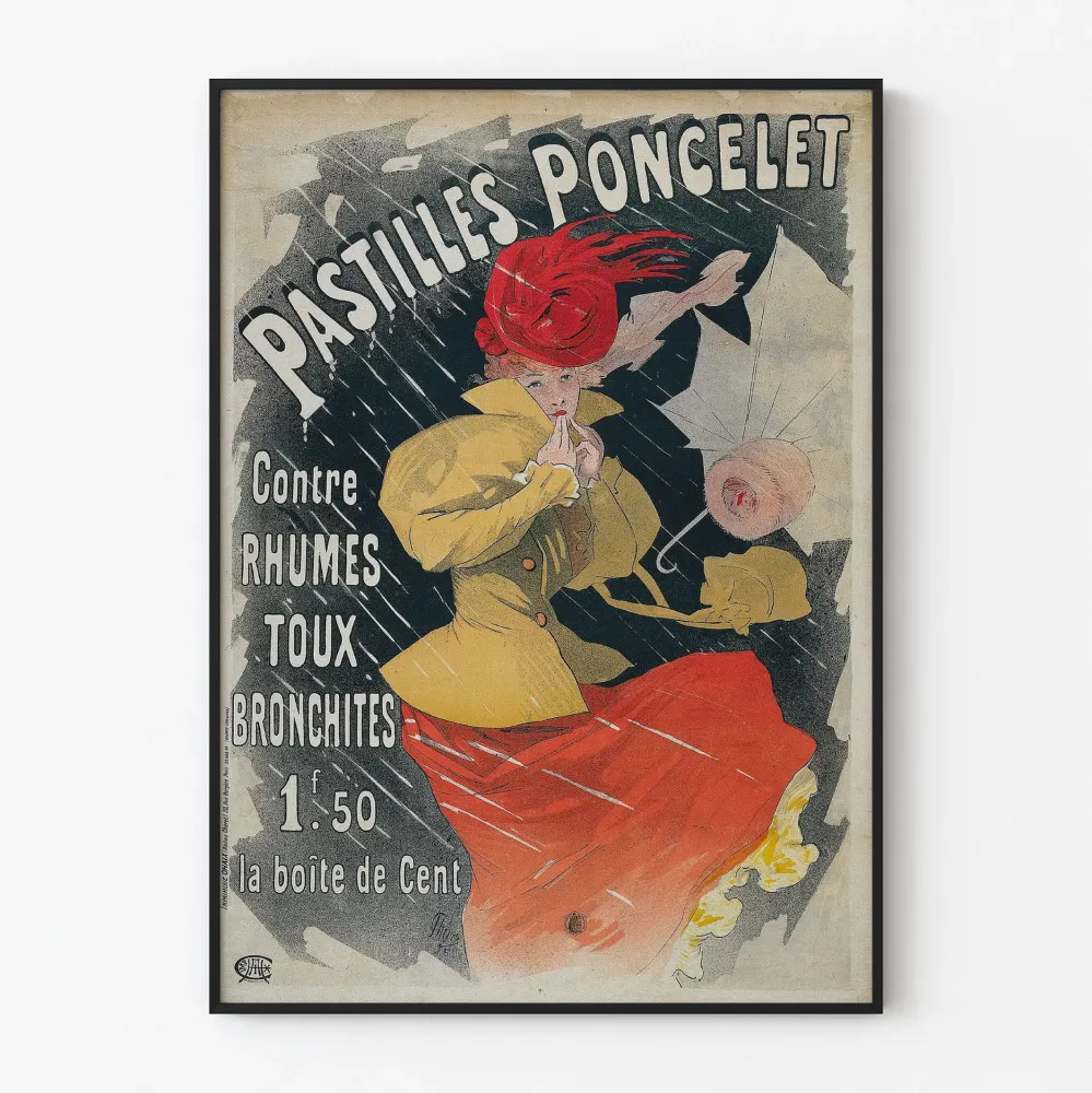 Vintage plakat reklamowy Pastilles Poncelet do dekoracji ścian