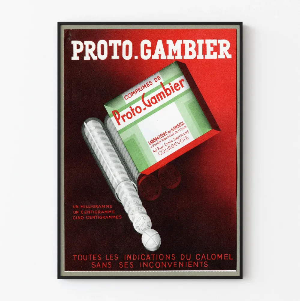Vintage plakat reklamowy Proto Gambier do dekoracji ścian