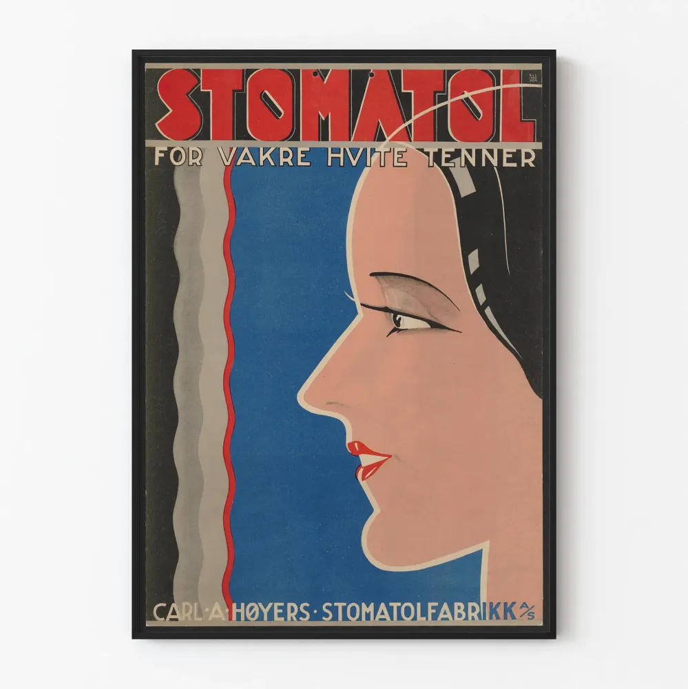 Vintage plakat reklamowy Stomatol na białe zę