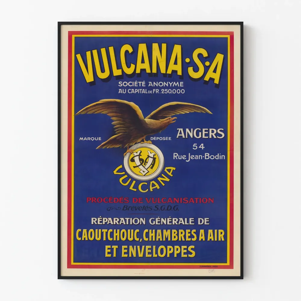 Vintage plakat reklamowy Vulcana S.. - Przemysłowa dekoracja ścienna