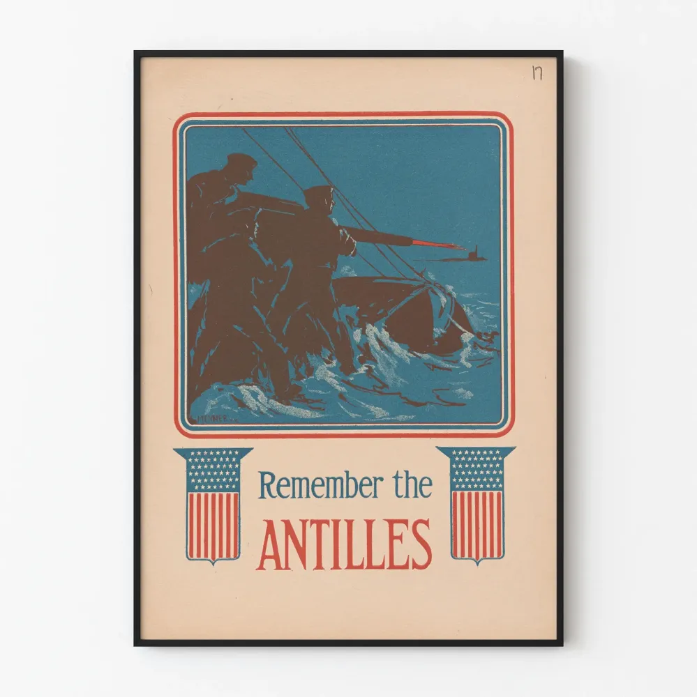 Vintage plakat „Remember Antilles” do historycznej dekoracji ściennej