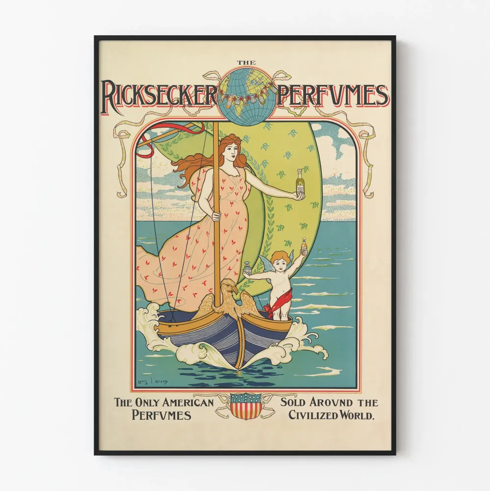 Vintage plakat Ricksecker Perfumy – Elegancka dekoracja ścienna