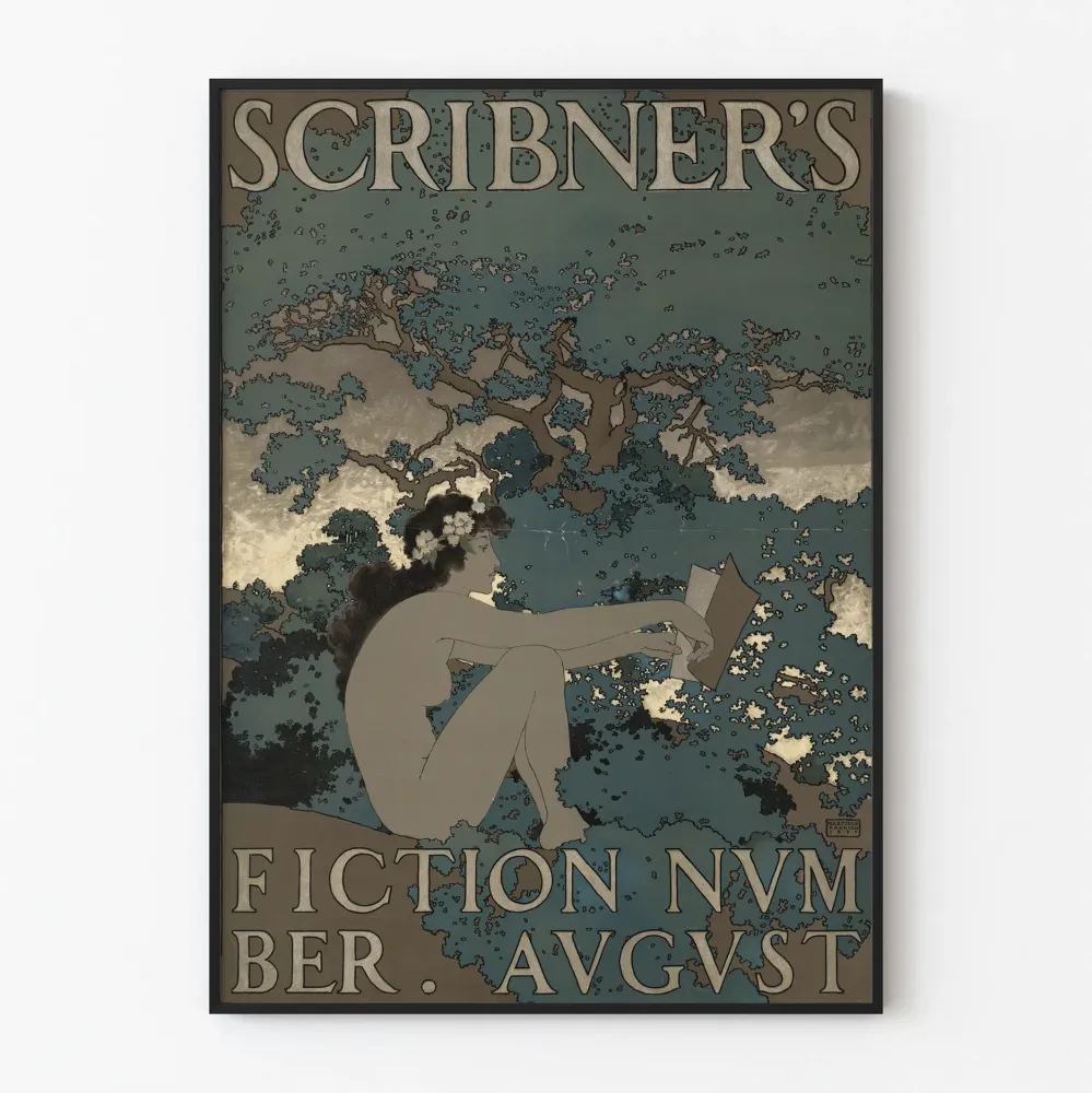 Vintage plakat Scribner's Fiction August - elegancka dekoracja ścienna