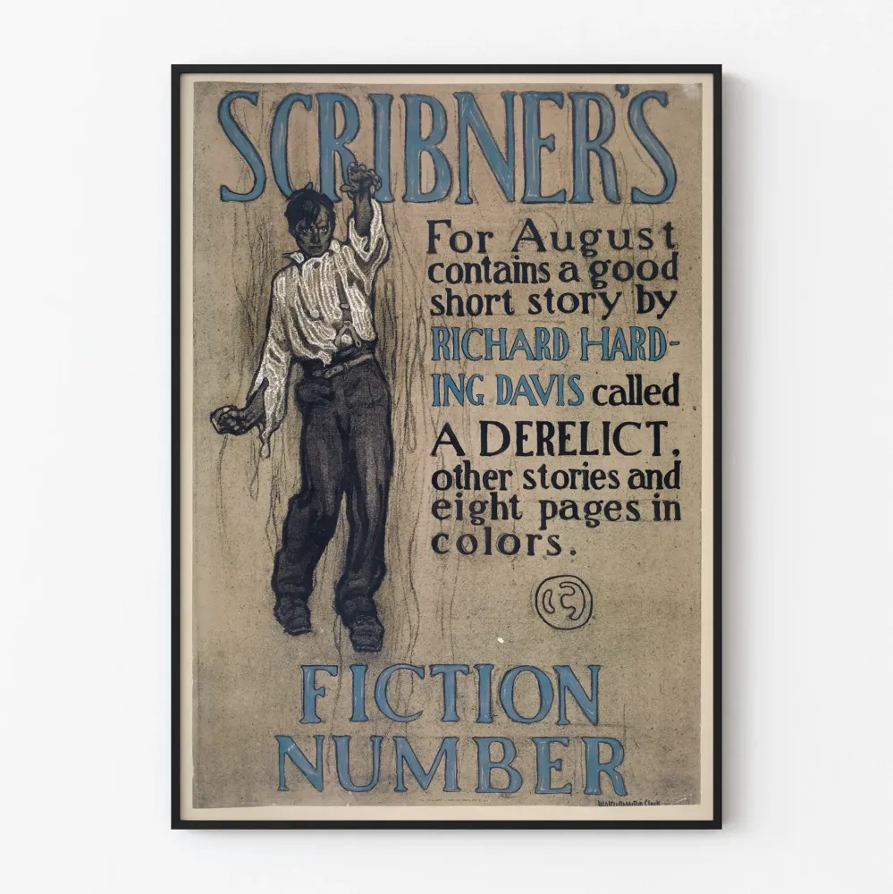 Vintage plakat Scribner's Fiction Number - Plakat dekoracji ściennej o tematyce literackiej