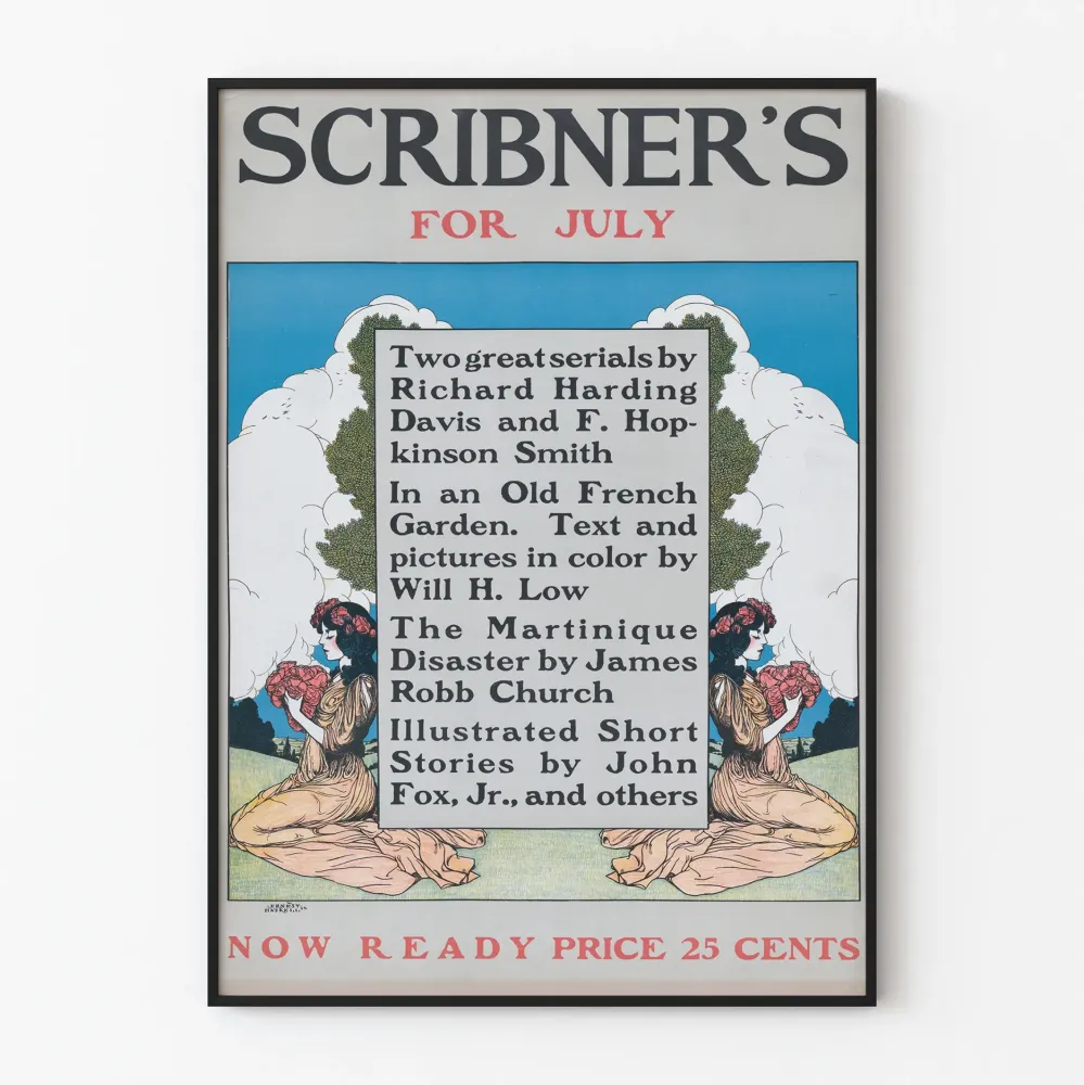 Vintage plakat Scribner's na lipiec - Klasyczna dekoracja ścienna