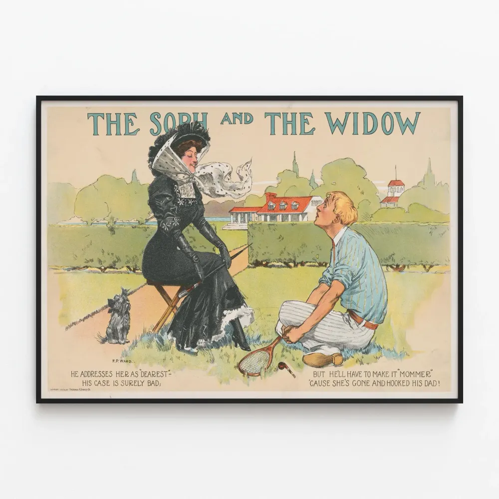 Vintage plakat „ Soph and Widow” – stara humorystyczna ilustracja