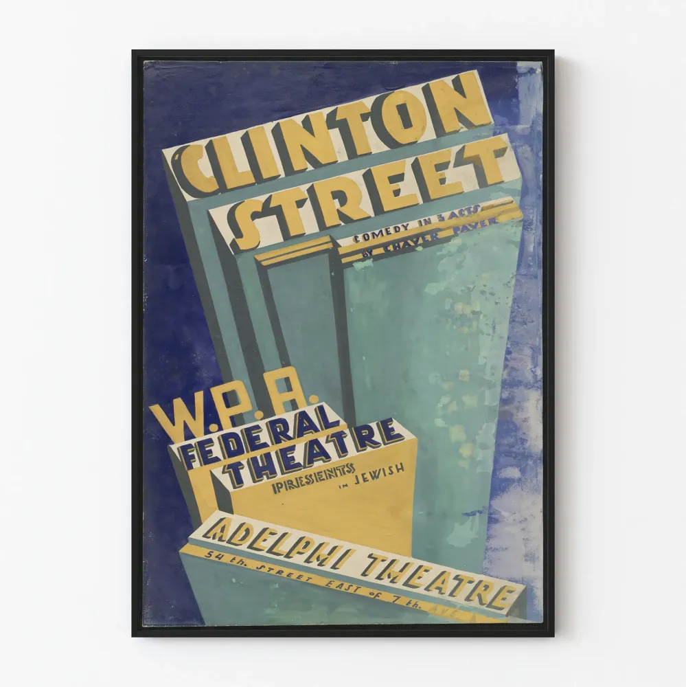 Vintage plakat teatralny Clinton Street - oryginalna dekoracja ścienna