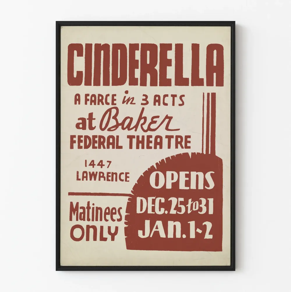 Vintage plakat teatralny Kopciuszek, retro dekoracja ścienna
