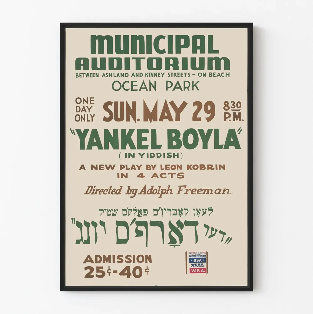 Vintage plakat teatralny Yankel Boyla - oryginalna dekoracja ścienna
