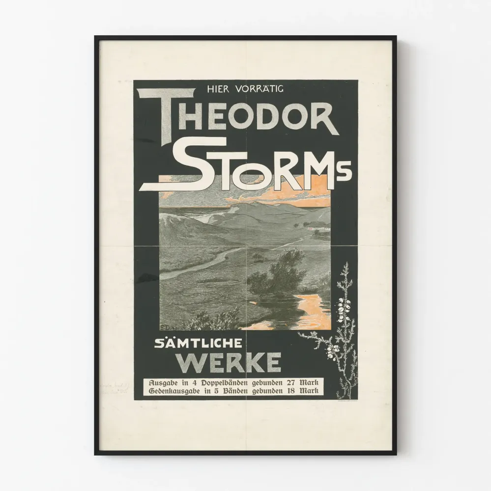 Vintage plakat Theodora Storma - Literacka dekoracja ścienna