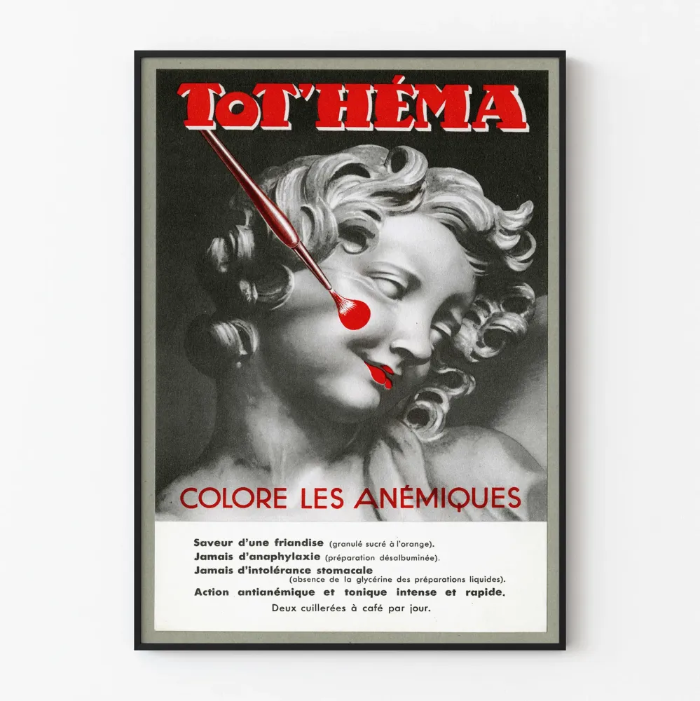 Vintage plakat Tot'Héma - Oryginalna dekoracja ścienna w czerni i czerwieni