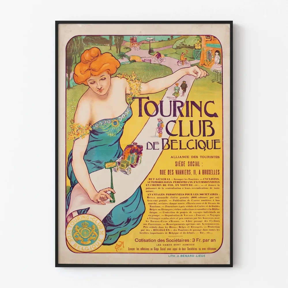 Vintage plakat Touring Club de Belgique do dekoracji ściennych