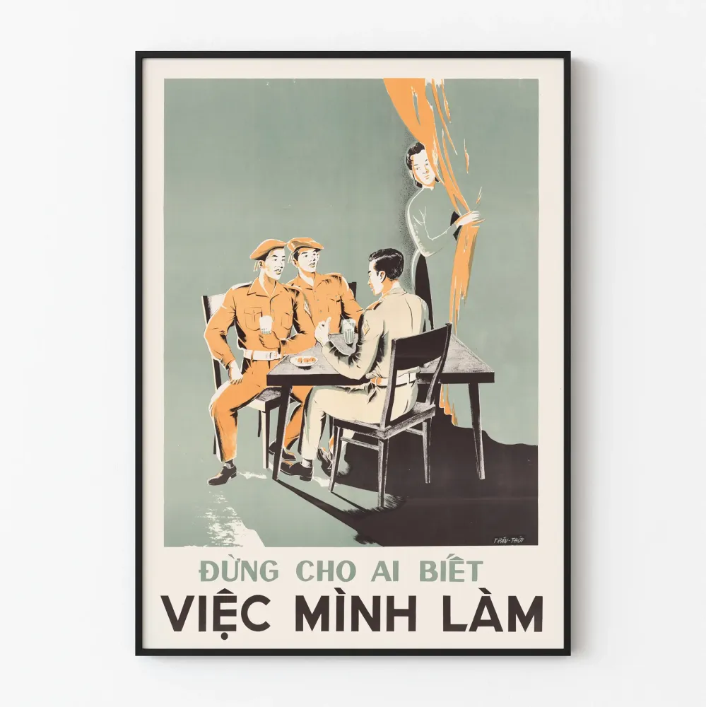 Vintage plakat uświadamiający o poufności wojskowej