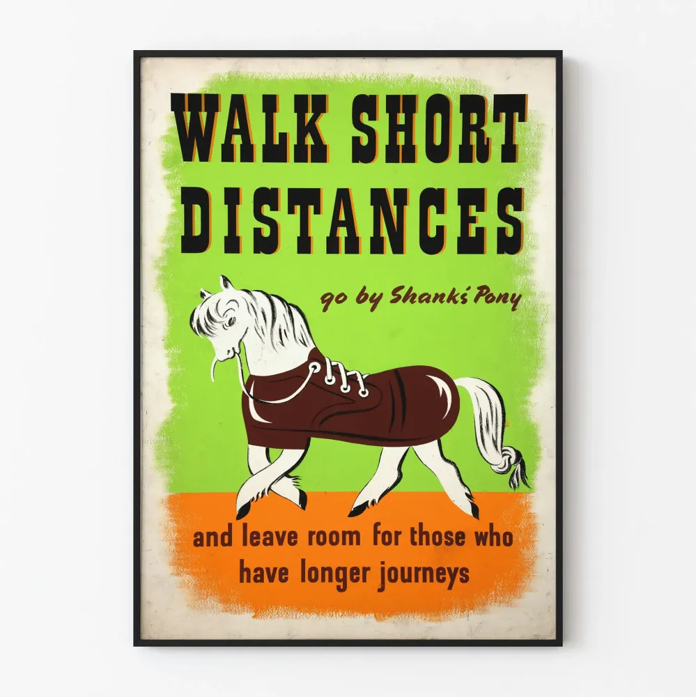 Vintage plakat Walk Short Distances - Oryginalna dekoracja ścienna
