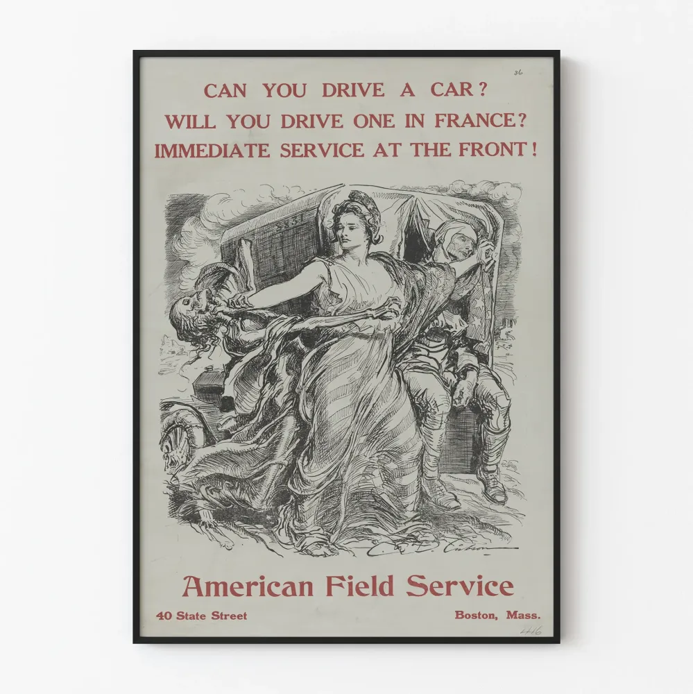 Vintageowy plakat American Field Service - Historyczna dekoracja ścienna